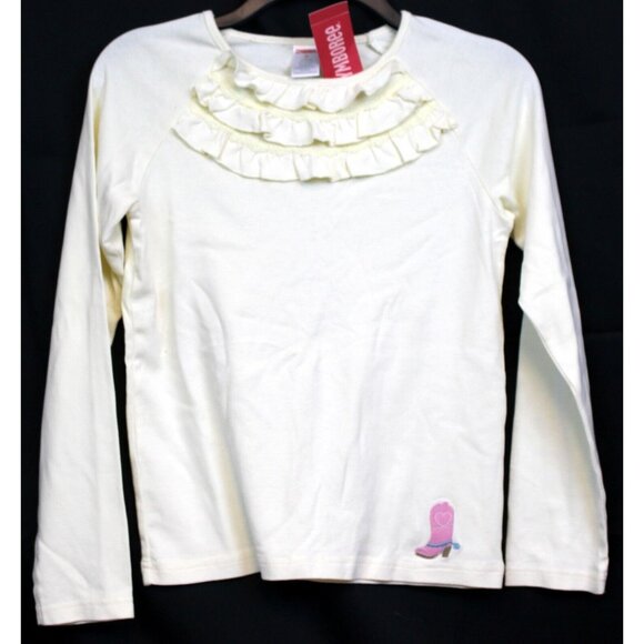 2006 Gymboree Park City Luxe White Ruffle Neck Cowgirl Boot Shirt sz 12 NWT Cute - Picture 1 of 5